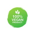 100 procent vegan product. Healthy food labels with lettering. Vegan food stickers. Organic food badge.